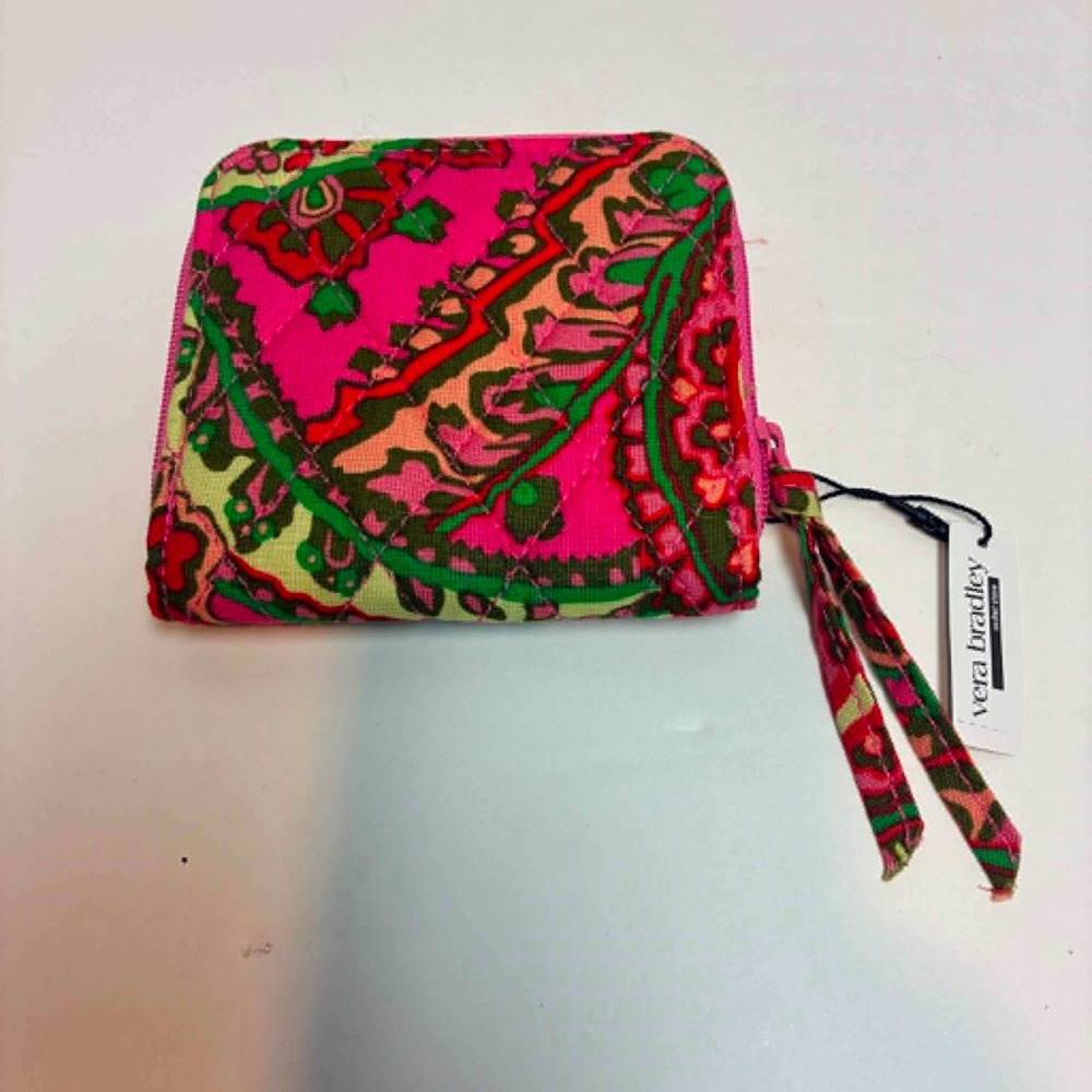 Vera Bradley Zip Wallet Womens Capri Pink Paisley Quilted Cotton 52275-22012 - Picture 3 of 6